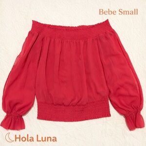 BEBE FUSHIA OFF SHOULDER BLOUSE